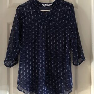 Sheer Navy Anchor top. Perfect swim cover!